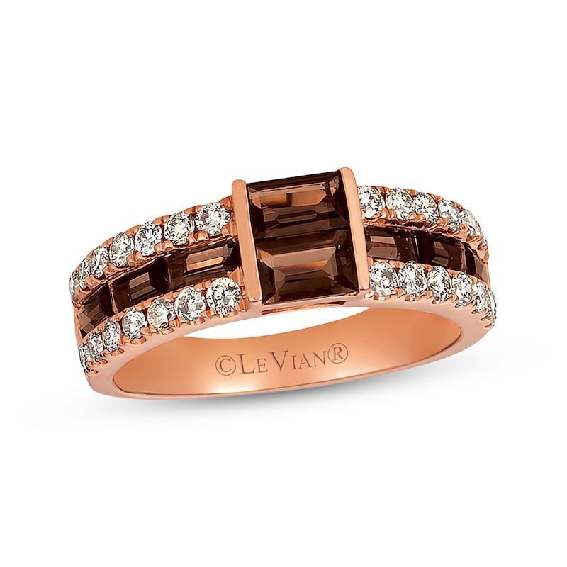 Previously Owned Le Vian Chocolate Quartz Ring 1/2 ct tw Nude Diamonds 14K Strawberry Gold - Size 10