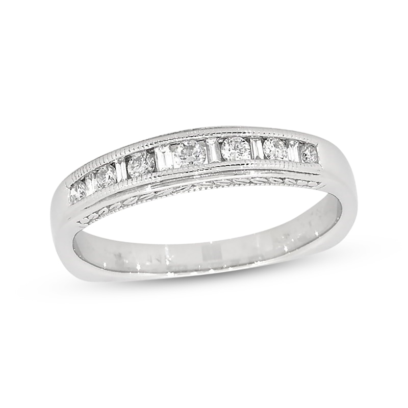 Previously Owned Diamond Anniversary Band 1/2 ct tw Round & Baguette-cut 14K White Gold - Size 13.25