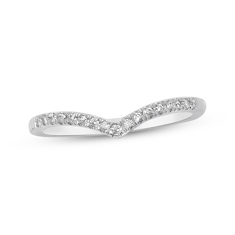 Main Image 1 of Previously Owned Diamond Anniversary Band 1/10 ct tw Round-cut 10K White Gold - Size 11.75