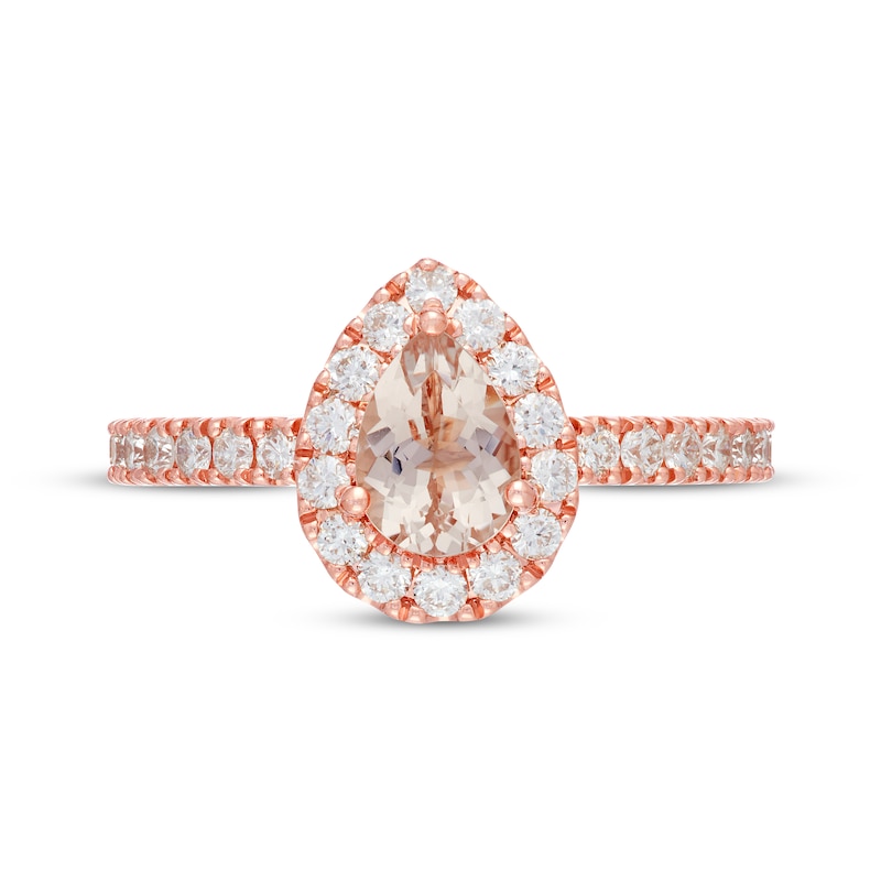 Main Image 3 of Previously Owned Neil Lane Morganite Engagement Ring 5/8 ct tw Pear & Round-cut 14K Rose Gold - Size 11