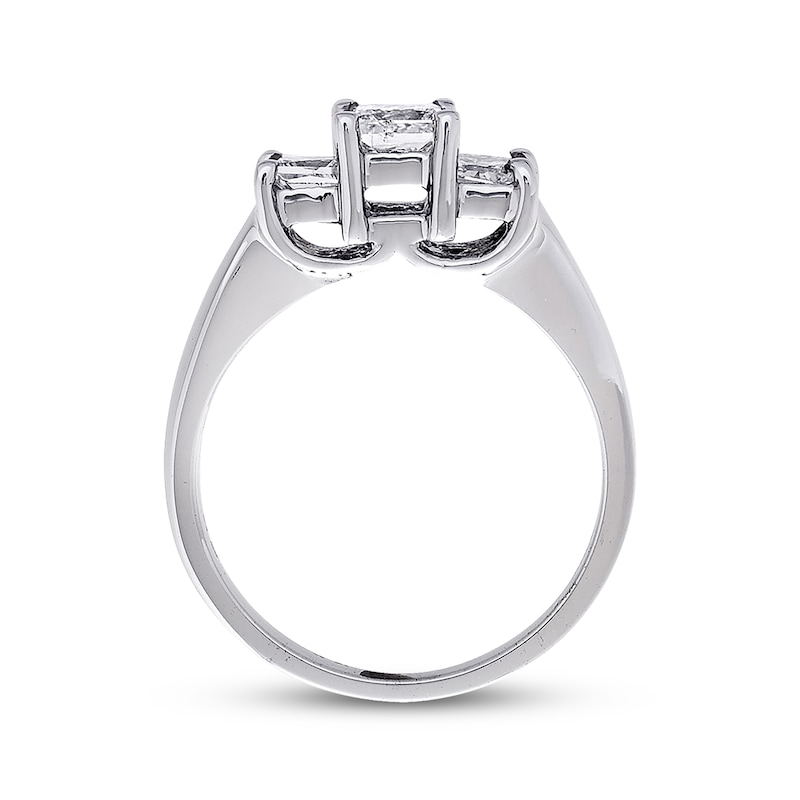 Previously Owned Three-stone Diamond Anniversary Ring Princess-cut 1 ct tw 14K White Gold/Platinum - Size 11.5