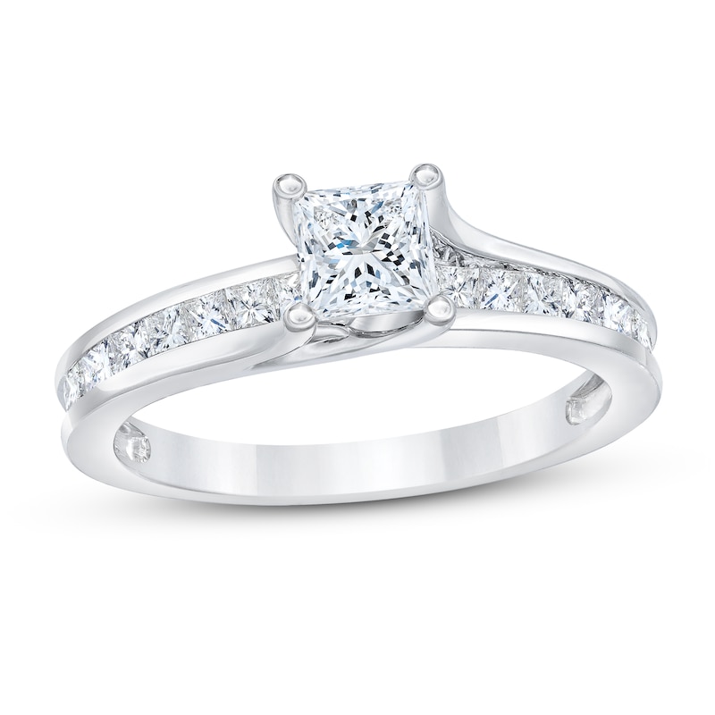 Main Image 1 of Previously Owned Diamond Engagement Ring 1 ct tw Princess-cut 14K White Gold - Size 9.5