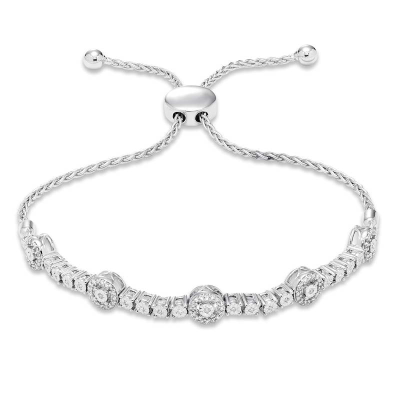 Main Image 1 of Previously Owned Diamond Bolo Bracelet 1/5 ct tw Round-cut Sterling Silver