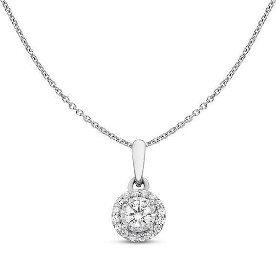 Previously Owned Diamond Necklace 1/4 ct tw Round-cut 10K White Gold