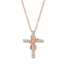 Previously Owned Le Vian Diamond Cross Necklace 1/2 ct tw 14K Strawberry Gold 18&quot;