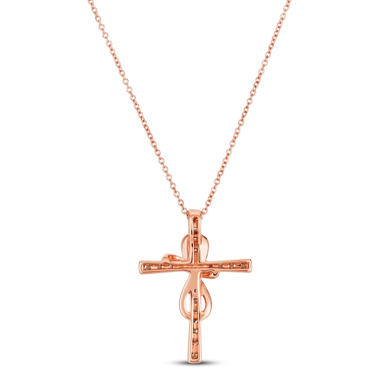 Previously Owned Le Vian Diamond Cross Necklace 1/2 ct tw 14K Strawberry Gold 18"