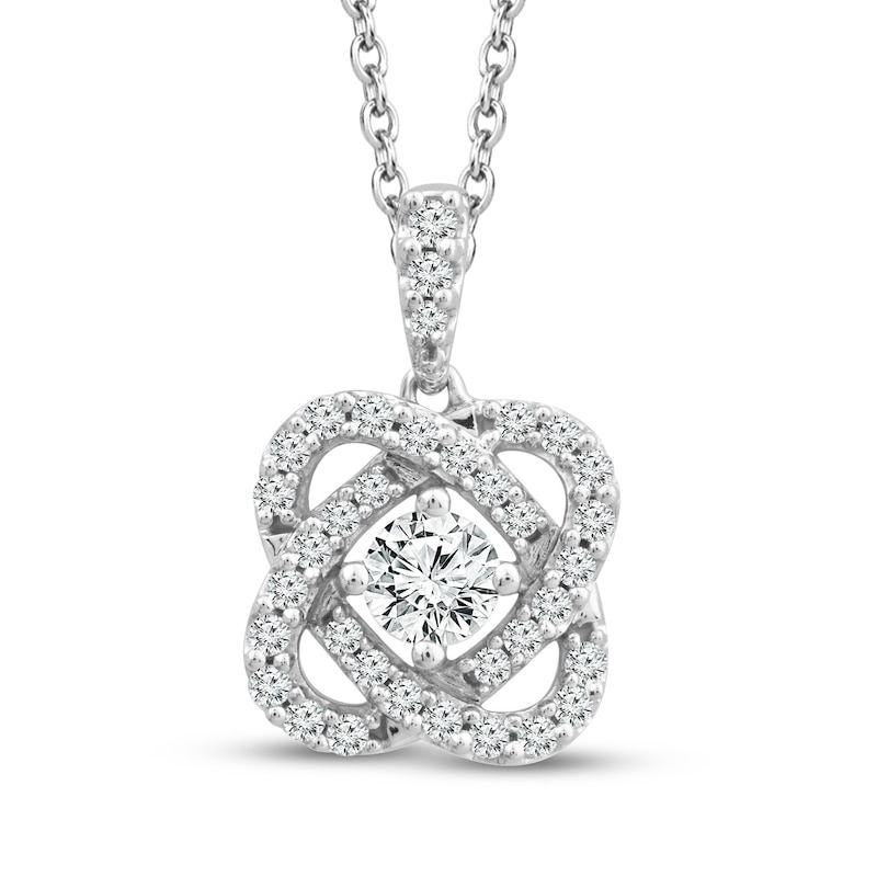 Main Image 1 of Previously Owned Center of Me Diamond Necklace 1/2 ct tw 10K White Gold 18&quot;