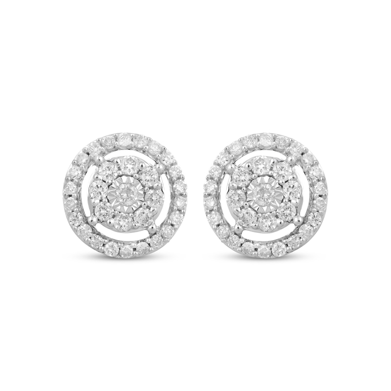 Main Image 2 of Previously Owned Round-cut Diamond Stud Earrings 1/2 ct tw 10K White Gold