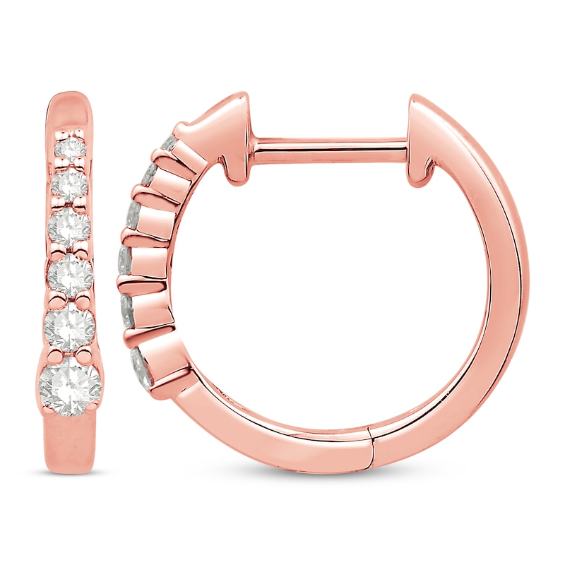 Previously Owned  Hoop Earrings 1/5 ct tw 10K Round-cut Diamond Rose Gold