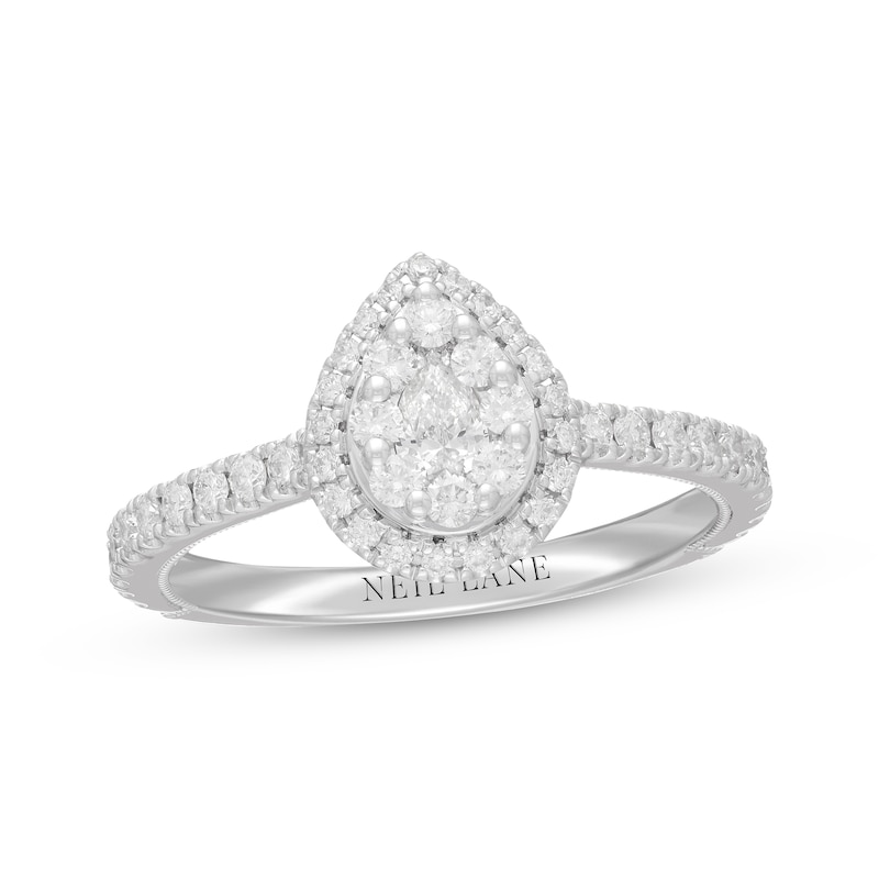 Main Image 1 of Previously Owned Neil Lane Diamond Engagement Ring 3/4 ct tw Pear & Round-cut 14K White Gold