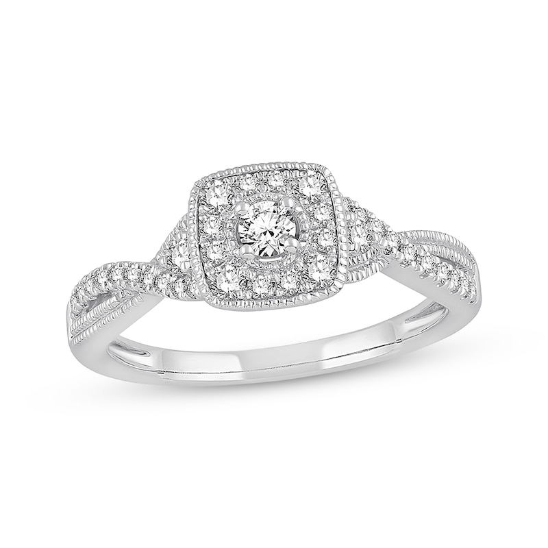 Main Image 1 of Previously Owned Diamond Engagement Ring 3/8 ct tw Round-cut 10K White Gold