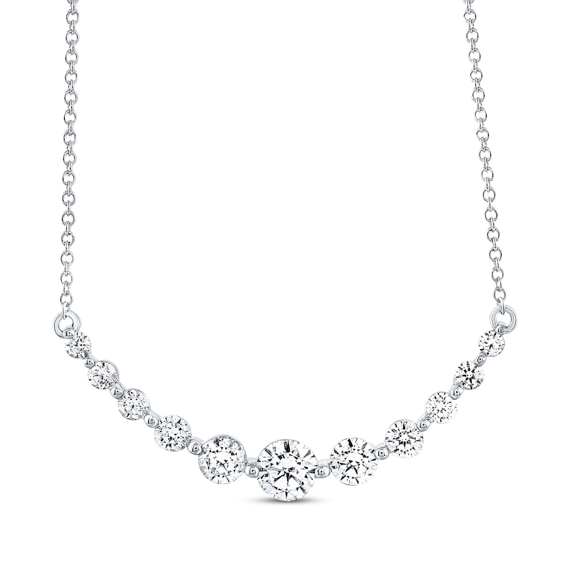 Main Image 1 of Previously Owned THE LEO Diamond Necklace 1 ct tw Round-cut Diamonds 14K White Gold