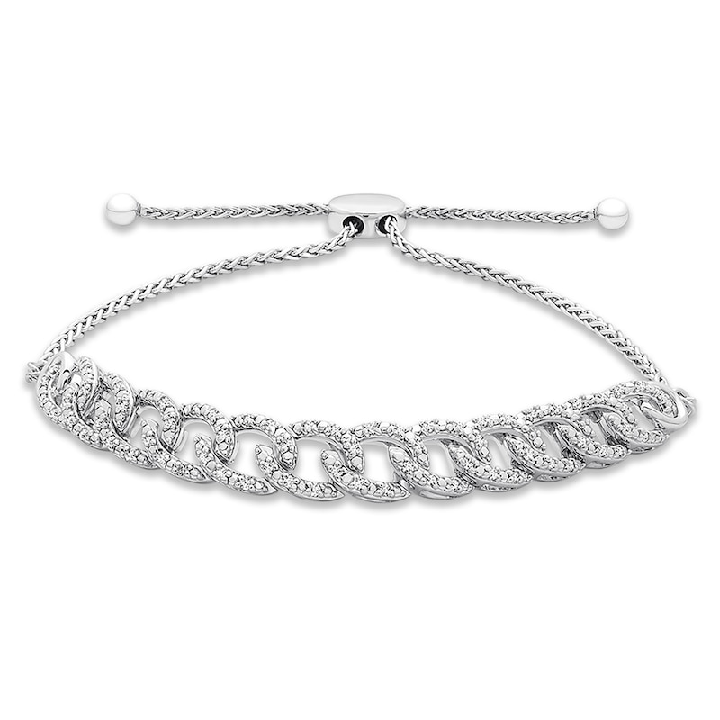 Main Image 1 of Previously Owned Diamond Link Bolo Bracelet 1/5 ct tw Round-cut Sterling Silver