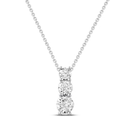 Previously Owned Three-Stone Diamond Necklace 1/2 ct tw Round-cut 10K White Gold 18&quot;