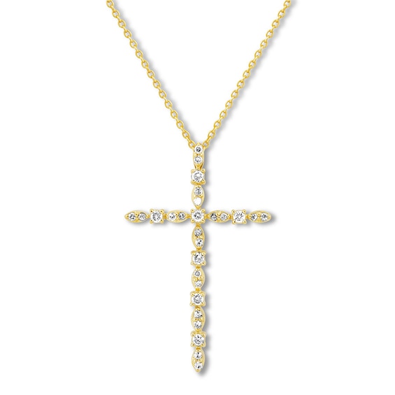 Previously Owned Diamond Cross Necklace 1/ ct tw Round-cut 10K Gold