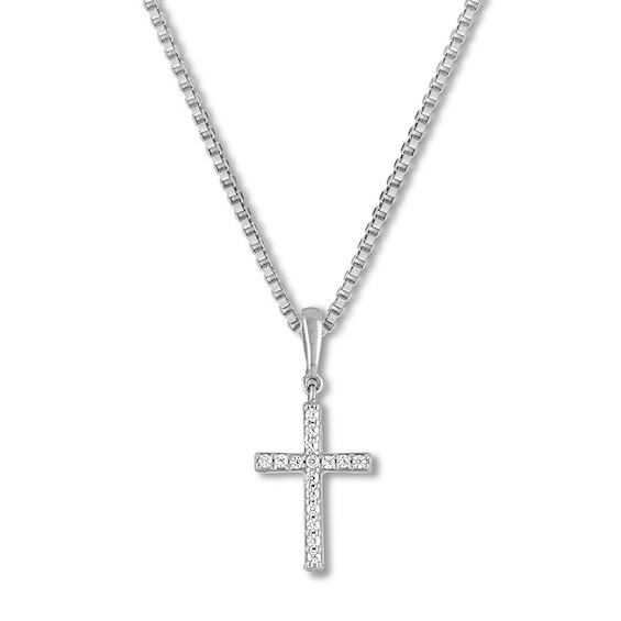 Previously Owned Diamond Cross Necklace 1/ ct tw Round-cut 10K White Gold 18