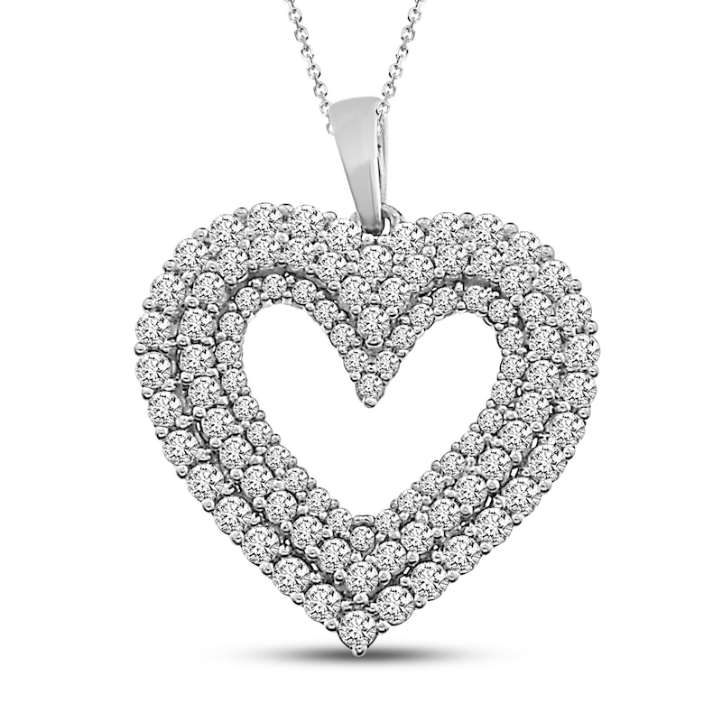 Main Image 1 of Previously Owned Diamond Heart Necklace 1 ct tw 10K White Gold 18&quot;