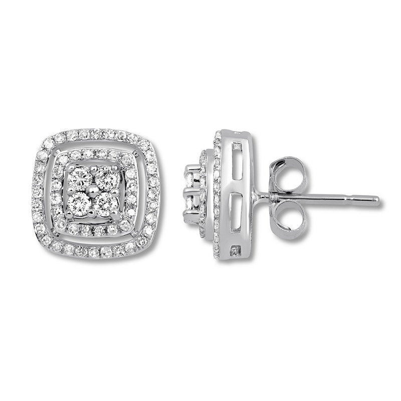 Main Image 1 of Previously Owned Diamond Earrings 1/2 ct tw Round-cut 10K White Gold