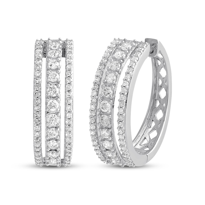 Previously Owned Diamond Hoop Earrings 1/2 ct tw Round-cut 10K White Gold