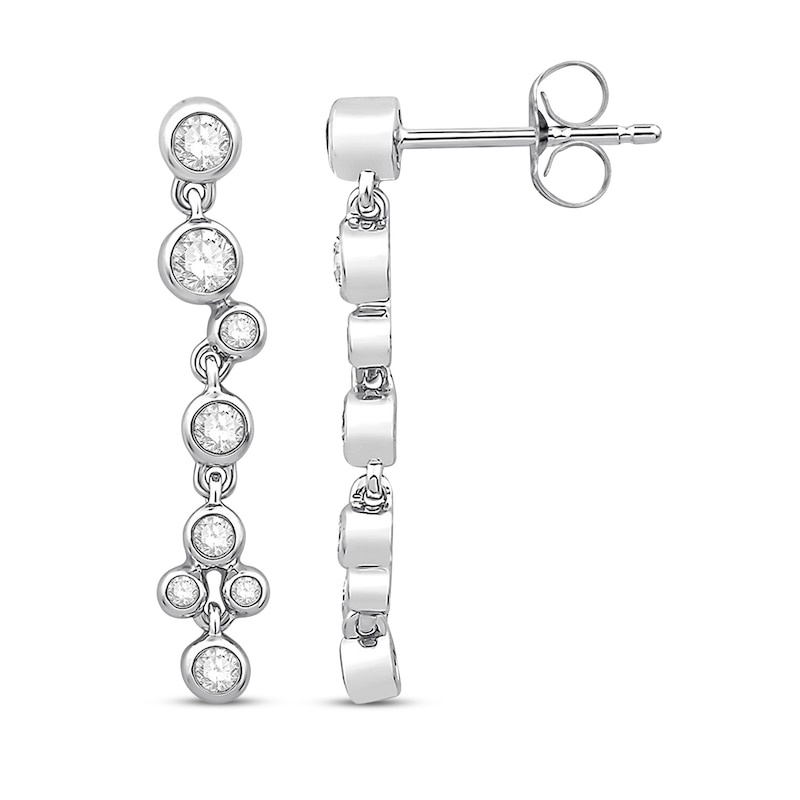 Main Image 3 of Previously Owned Diamond Earrings 1/3 ct tw Round-cut & Bezel-set 10K White Gold