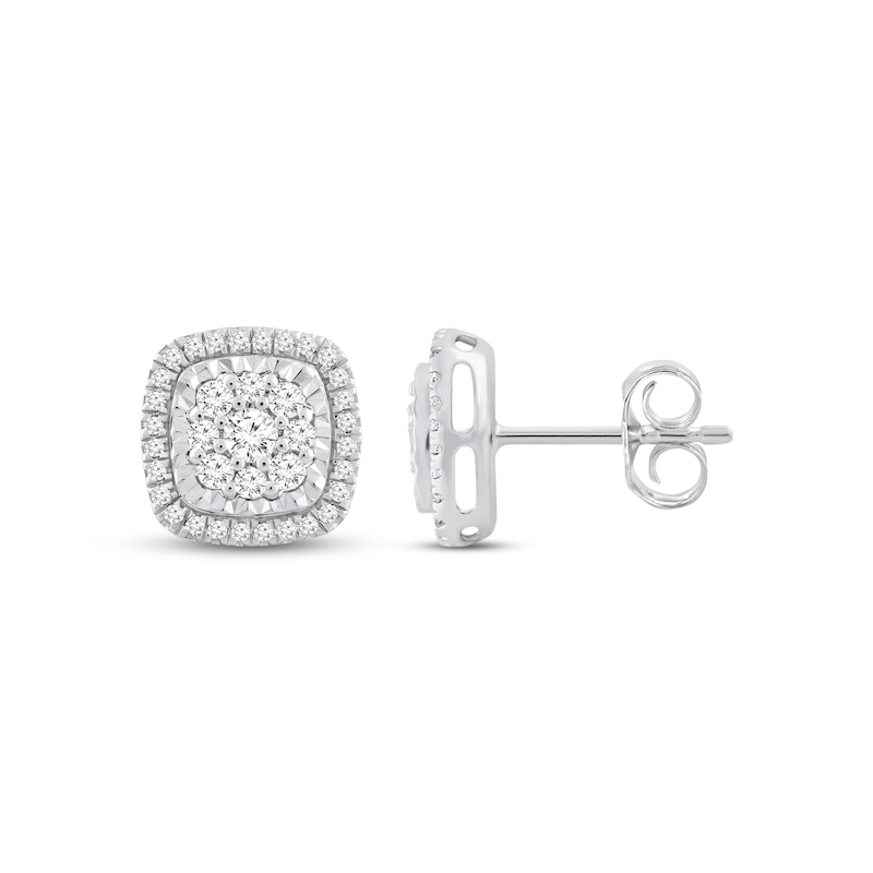 Main Image 1 of Previously Owned Diamond Stud Earrings 1/2 ct tw Round-cut Sterling Silver