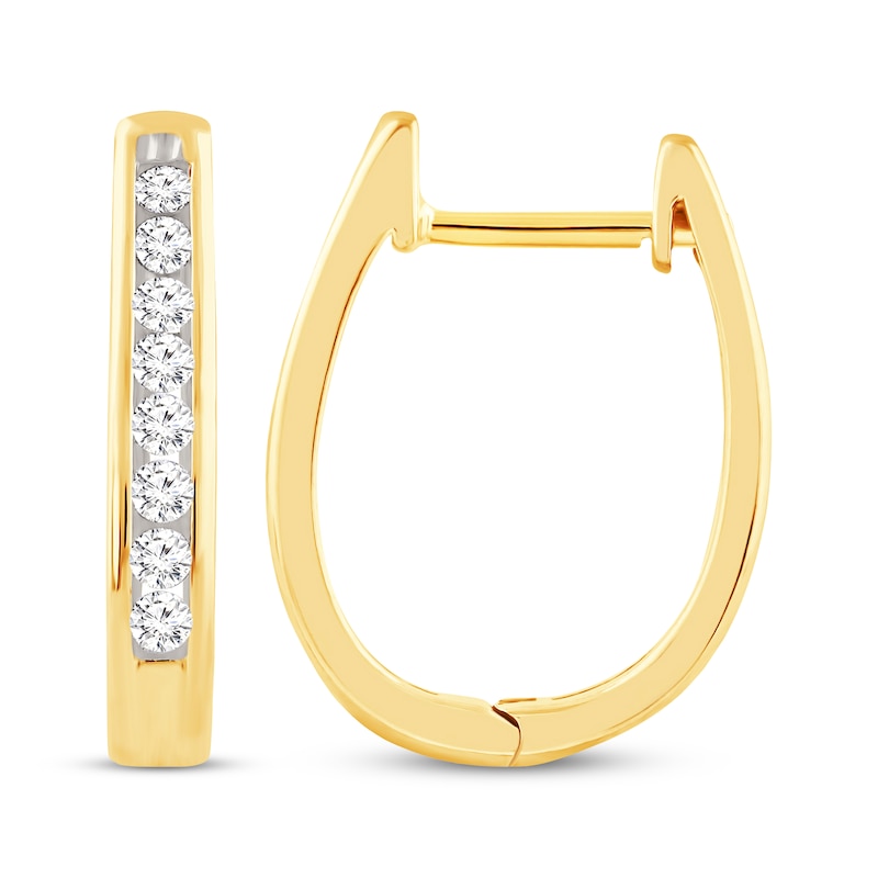 Main Image 1 of Previously Owned Diamond Hoop Earrings 1/4 ct tw 10K Yellow Gold