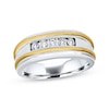 Thumbnail Image 1 of Previously Owned Men's Diamond Wedding Band 1/4 ct tw Round-cut 10K Two-Tone Gold