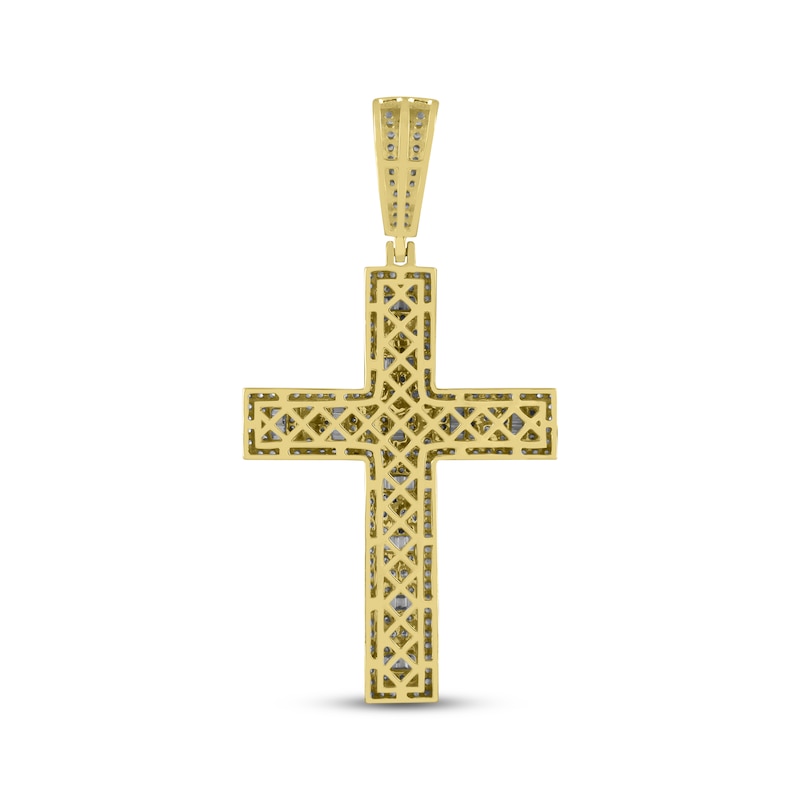 Main Image 4 of Previously Owned Men's Diamond Cross Pendant 1-1/2 ct tw Round/Baguette 10K Yellow Gold