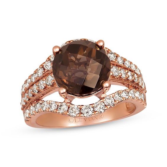 Previously Owned Le Vian Chocolate Quartz Ring 1 ct tw Nude Diamonds 14K Strawberry Gold
