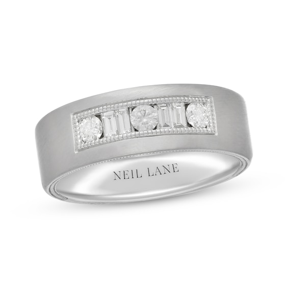 Previously Owned Neil Lane Men's Diamond Wedding Band 1/2 ct tw Round/Baguette 14K White Gold