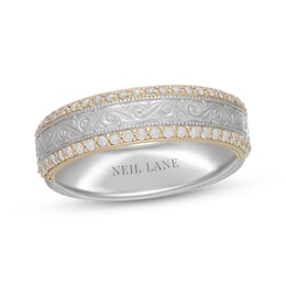 Previously Owned Neil Lane Men's Diamond Wedding Band 3/8 ct tw Round-Cut 14K Two-Tone Gold