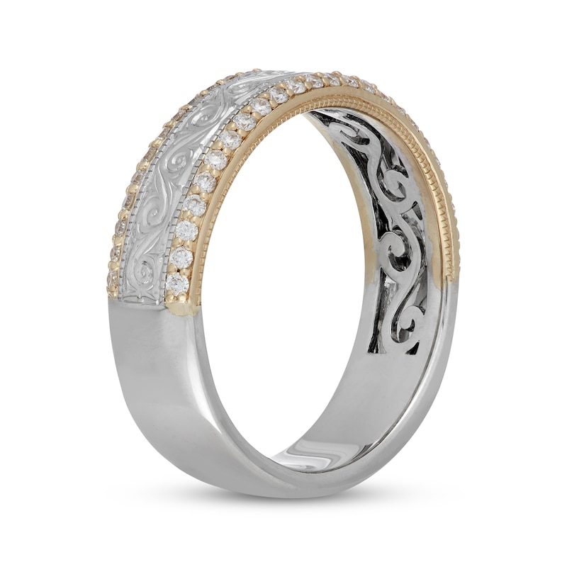 Main Image 2 of Previously Owned Neil Lane Men's Diamond Wedding Band 3/8 ct tw Round-Cut 14K Two-Tone Gold