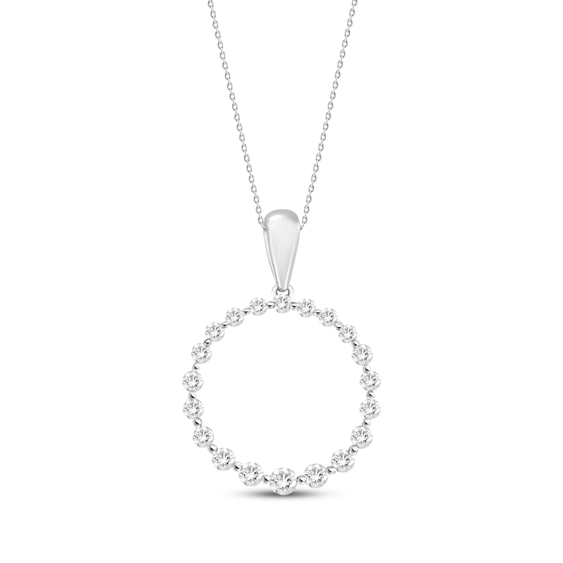 Main Image 1 of Previously Owned Diamond Circle Necklace 1/4 ct tw Round-cut 10K White Gold 18&quot;