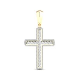 Previously Owned Men's Diamond Cross Pendant 2 ct tw Round-cut 10K Yellow Gold