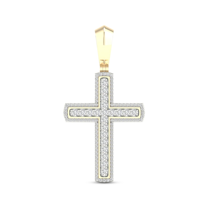 Main Image 1 of Previously Owned Men's Diamond Cross Pendant 2 ct tw Round-cut 10K Yellow Gold