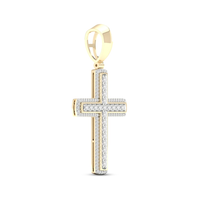 Main Image 2 of Previously Owned Men's Diamond Cross Pendant 2 ct tw Round-cut 10K Yellow Gold