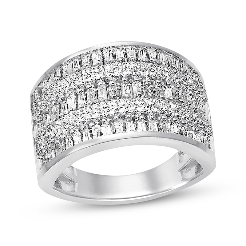 14k White Gold round and baguette diamond ring guard - Dianna Rae Jewelry