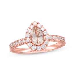 Previously Owned Neil Lane Morganite Engagement Ring 5/8 ct tw Pear & Round-cut 14K Rose Gold