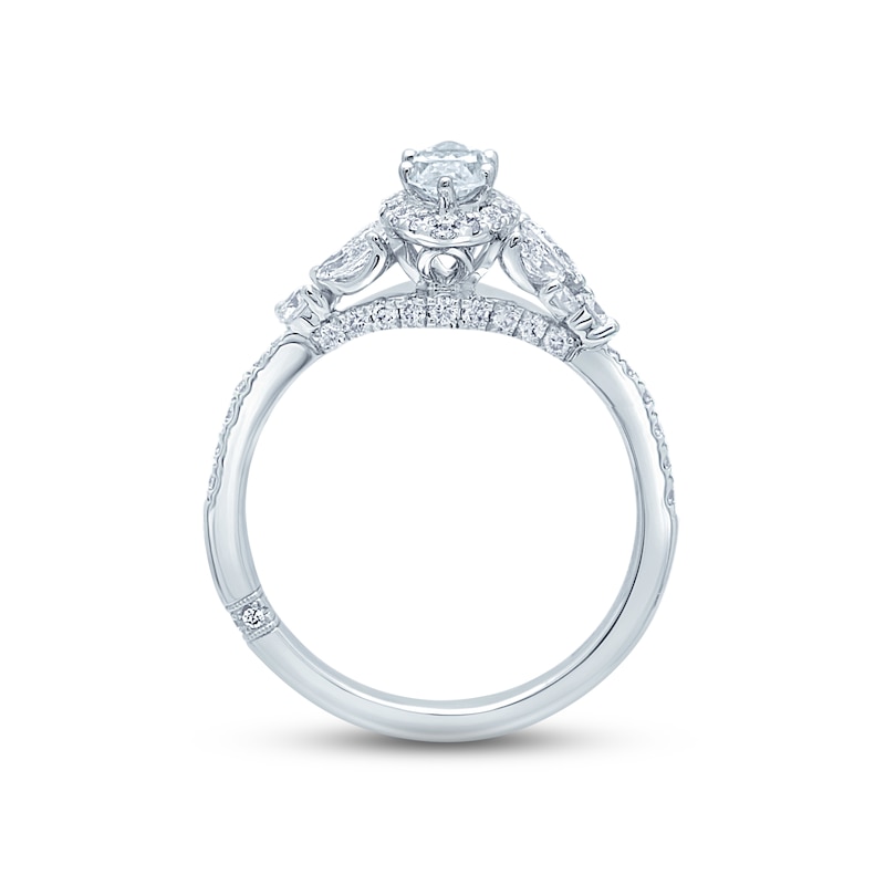 Previously Owned Monique Lhuillier Bliss Diamond Engagement Ring 1-1/8 ct tw Marquise & Round-cut 18K White Gold