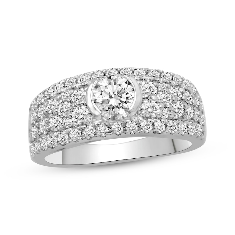 Main Image 1 of Previously Owned Diamond Engagement Ring 1-1/8 ct tw Round-cut 14K White Gold