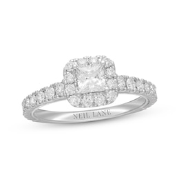 Previously Owned Neil Lane Diamond Engagement Ring 1-1/8 ct tw Princess & Round-cut 14K White Gold