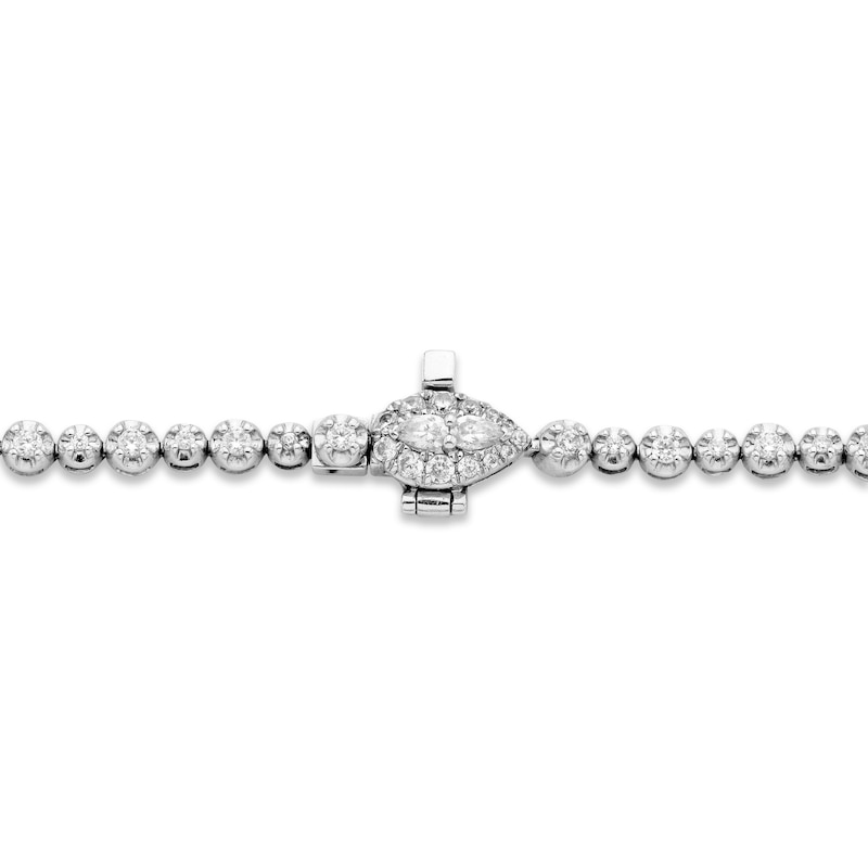 Main Image 2 of Previously Owned Forever Connected Diamond Bracelet 1 ct tw Pear & Round-cut 10K White Gold