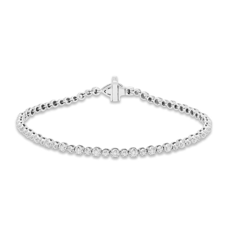 Main Image 3 of Previously Owned Forever Connected Diamond Bracelet 1 ct tw Pear & Round-cut 10K White Gold