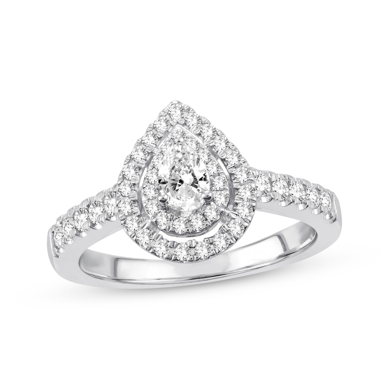 Previously Owned Diamond Engagement Ring 1/2 ct tw Pear & Round-cut 14K ...