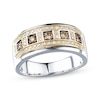 Thumbnail Image 0 of Previously Owned Men's Brown/White Diamond Wedding Band 1/2 ct tw Round-cut 10K Two-Tone Gold - Size 7