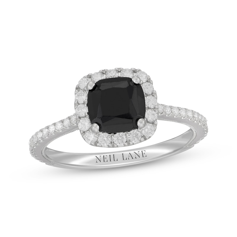 Main Image 4 of Neil Lane Cushion-Cut Black Diamond & White Diamond Engagement Ring 2 ct tw 14K White Gold