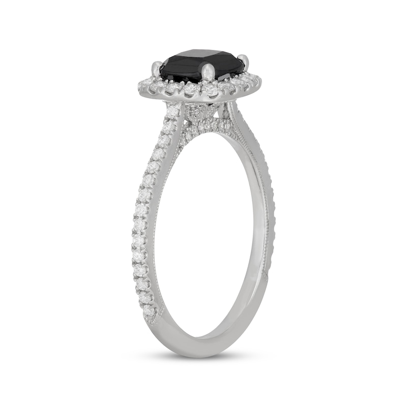 Main Image 5 of Neil Lane Cushion-Cut Black Diamond & White Diamond Engagement Ring 2 ct tw 14K White Gold