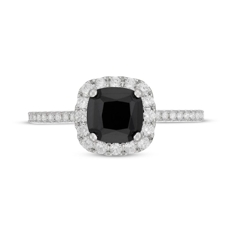 Main Image 6 of Neil Lane Cushion-Cut Black Diamond & White Diamond Engagement Ring 2 ct tw 14K White Gold