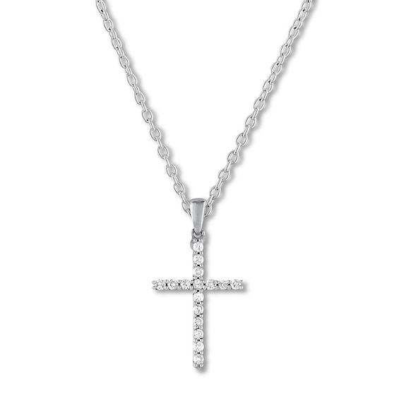 Previously Owned Diamond Cross Necklace 1/4 ct tw Round-cut 10K White Gold