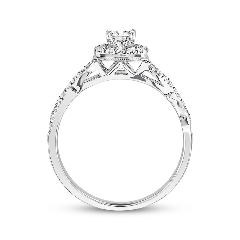 Main Image 2 of Previously Owned Diamond Engagement Ring 3/8 ct tw Princess & Round-cut 10K White Gold